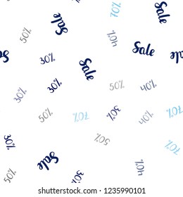 Dark BLUE vector seamless template with 30%, 40%, 50% selling. Colored words of sales with gradient on white background. Backdrop for ads, leaflets of Black Friday.