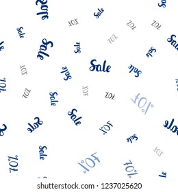 Dark BLUE vector seamless template with 70% selling. Gradient illustration with discount signs on white backdrop. Template for season sales, shopping ads.