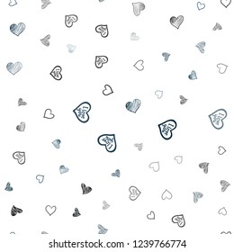 Dark BLUE vector seamless template with doodle hearts. Glitter abstract illustration with colorful hearts in romantic style. Template for Valentine's greeting postcards.