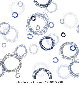 Dark BLUE vector seamless template with circles. Modern abstract illustration with colorful water drops. Template for business cards, websites.