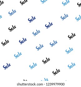 Dark BLUE vector seamless template with selling words. Gradient illustration with discount signs on white backdrop. Template for season sales, shopping ads.