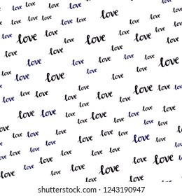 Dark BLUE vector seamless template with text LOVE YOU. Phrase LOVE YOU with colorful gradient in abstract style. Design for wallpaper, fabric makers.