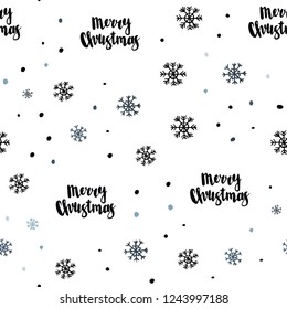Dark BLUE vector seamless template with ice snowflakes. Shining colorful illustration with snow in christmas style. Pattern for trendy fabric, wallpapers.