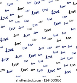 Dark BLUE vector seamless template with text LOVE YOU. Phrase LOVE YOU with colorful gradient in abstract style. Design for wallpaper, fabric makers.