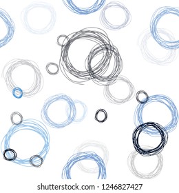 Dark BLUE vector seamless template with circles. Glitter abstract illustration with blurred drops of rain. Template for business cards, websites.