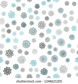 Dark BLUE vector seamless template with ice snowflakes. Glitter abstract illustration with crystals of ice. Pattern for design of window blinds, curtains.