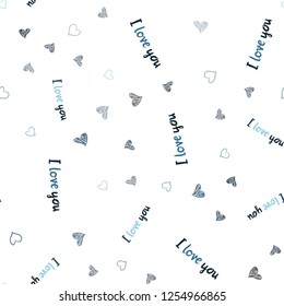 Dark BLUE vector seamless template with doodle hearts. Beautiful colored illustration with hearts in celebration style. Design for ad, poster, banner of Valentine Day.