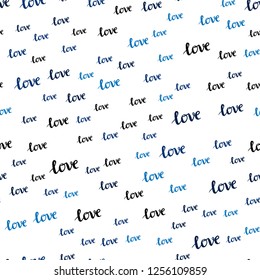 Dark BLUE vector seamless template with text LOVE YOU. Illustration with phrase LOVE YOU for valentine's day. Design for wallpaper, fabric makers.