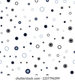 Dark BLUE vector seamless template with circles. Blurred decorative design in abstract style with bubbles. Pattern for design of window blinds, curtains.