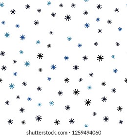 Dark BLUE vector seamless template with ice snowflakes. Shining colorful illustration with snow on abstract template. Design for wallpaper, fabric makers.