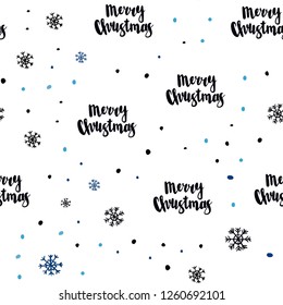Dark BLUE vector seamless template with ice snowflakes. Colorful decorative design in xmas style with snow. Pattern for design of window blinds, curtains.