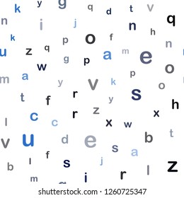Dark BLUE vector seamless template with isolated letters. Abstract illustration with colored latin alphabet. Design for wallpaper, fabric makers.