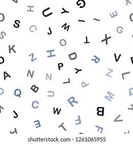 Dark BLUE vector seamless template with isolated letters. Shining illustration with ABC symbols on abstract template. Design for wallpaper, fabric makers.