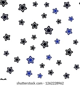 Dark BLUE vector seamless template with sky stars. Decorative shining illustration with stars on abstract template. Design for wallpaper, fabric makers.