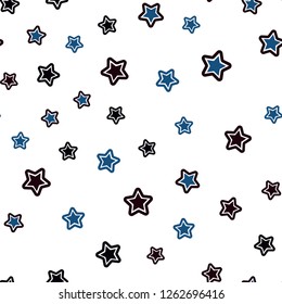 Dark BLUE vector seamless template with sky stars. Decorative shining illustration with stars on abstract template. Template for business cards, websites.