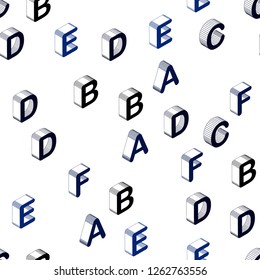 Dark BLUE vector seamless template with 3D isolated letters. Abstract illustration with colorful 3D latin alphabet. Template for business cards, websites.