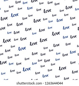 Dark BLUE vector seamless template with text LOVE YOU. Colorful illustration with quote LOVE YOU in celebration style. Template for business cards, websites.