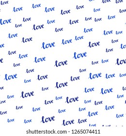 Dark BLUE vector seamless template with text LOVE YOU. Illustration with phrase LOVE YOU for valentine's day. Design for wallpaper, fabric makers.