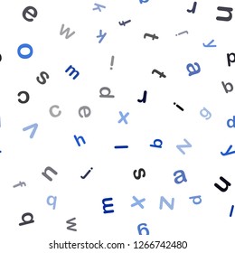 Dark BLUE vector seamless template with isolated letters. Abstract illustration with colored latin alphabet. Design for wallpaper, fabric makers.