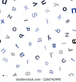 Dark BLUE vector seamless template with isolated letters. Colored alphabet signs with gradient on white background. Pattern for design of fabric, wallpapers.