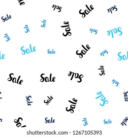 Dark BLUE vector seamless template with selling words. Illustration with signs of sales on abstract template. Pattern for ads, posters, banners of sales.