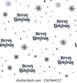 Dark BLUE vector seamless template with ice snowflakes. Shining colorful illustration with snow on abstract template. Pattern for design of window blinds, curtains.