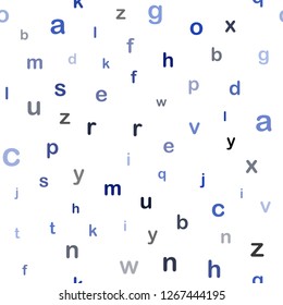 Dark BLUE vector seamless template with isolated letters. Modern geometrical illustration with ABC english symbols. Design for wallpaper, fabric makers.