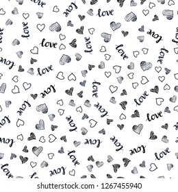 Dark BLUE vector seamless template with text LOVE YOU, hearts. Illustration with words of love, hearts in abstract style. Design for wallpaper, fabric makers.