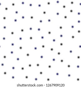 Dark BLUE vector seamless template with ice snowflakes. Glitter abstract illustration with crystals of ice. Pattern for design of fabric, wallpapers.