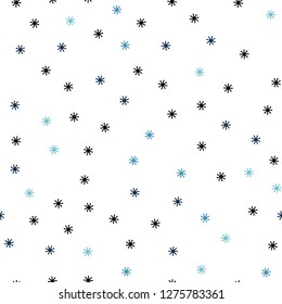 Dark BLUE vector seamless template with ice snowflakes. Shining colorful illustration with snow in christmas style. Design for wallpaper, fabric makers.