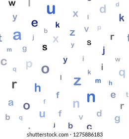 Dark BLUE vector seamless template with isolated letters. Blurred design in simple style with signs of alphabet. Template for business cards, websites.