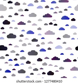 Dark BLUE vector seamless template with sky, clouds. Colorful illustration consisted of abstract clouds. Template for business cards, websites.