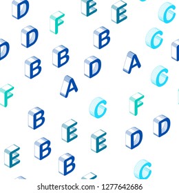 Dark BLUE vector seamless template with 3D isolated letters. Abstract illustration with 3D ABC symbols. Pattern for trendy fabric, wallpapers.