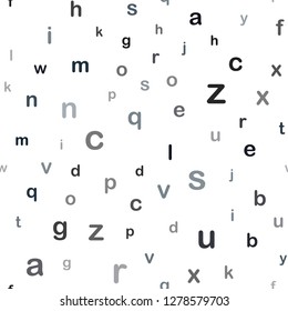 Dark BLUE vector seamless template with isolated letters. Shining illustration with ABC symbols on abstract template. Texture for window blinds, curtains.