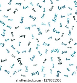 Dark BLUE vector seamless template with text LOVE YOU. Illustration with colorful phrase LOVE YOU in romantic style. Design for wallpaper, fabric makers.