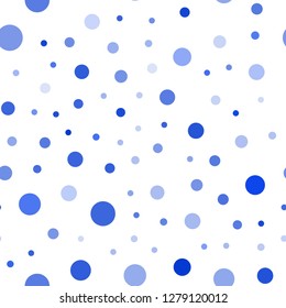 Dark BLUE vector seamless template with circles. Blurred bubbles on abstract background with colorful gradient. Design for textile, fabric, wallpapers.