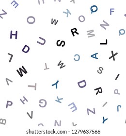 Dark BLUE vector seamless template with isolated letters. Shining illustration with ABC symbols on abstract template. Texture for window blinds, curtains.