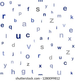 Dark BLUE vector seamless template with isolated letters. Colored alphabet signs with gradient on white background. Pattern for trendy fabric, wallpapers.