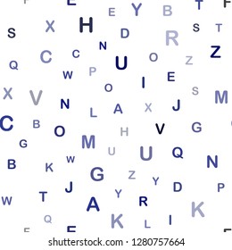 Dark BLUE vector seamless template with isolated letters. Abstract illustration with colored latin alphabet. Pattern for design of fabric, wallpapers.