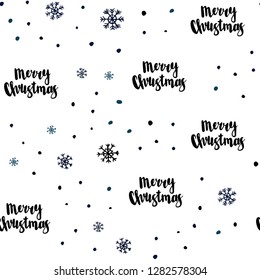 Dark BLUE vector seamless template with ice snowflakes. Shining colorful illustration with snow on abstract template. Pattern for design of fabric, wallpapers.
