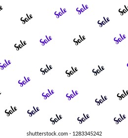 Dark BLUE vector seamless template with selling words. Gradient illustration with discount signs on white backdrop. Backdrop for super sales on Black Friday.