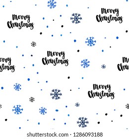 Dark BLUE vector seamless template with ice snowflakes. Glitter abstract illustration with crystals of ice. Pattern for design of fabric, wallpapers.