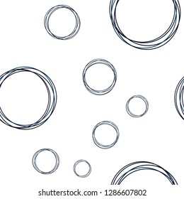 Dark BLUE vector seamless template with circles. Illustration with set of shining colorful abstract circles. Design for textile, fabric, wallpapers.