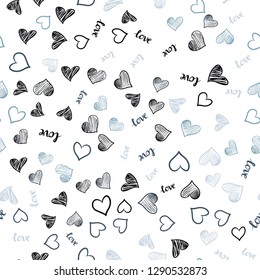 Dark BLUE vector seamless template with text LOVE YOU, hearts. Illustration with phrase LOVE YOU, hearts for valentine's day. Template for business cards, websites.