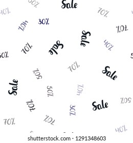 Dark BLUE vector seamless template with 30%, 40%, 50% selling. Colorful set of  percentage signs in simple style. Template for season sales, shopping ads.