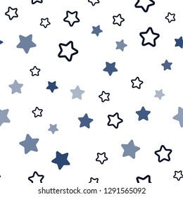 Dark BLUE vector seamless template with sky stars. Shining colored illustration with stars. Pattern for trendy fabric, wallpapers.