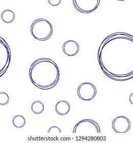 Dark BLUE vector seamless template with circles. Illustration with set of shining colorful abstract circles. Pattern for design of fabric, wallpapers.