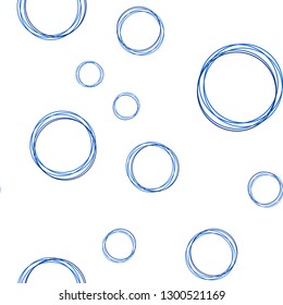Dark BLUE vector seamless template with circles. Blurred bubbles on abstract background with colorful gradient. Texture for window blinds, curtains.