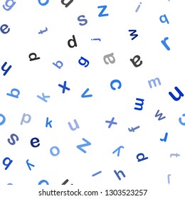 Dark BLUE vector seamless template with isolated letters. Colored alphabet signs with gradient on white background. Pattern for design of fabric, wallpapers.