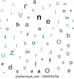 Dark BLUE vector seamless template with isolated letters. Shining colorful illustration with isolated letters. Template for business cards, websites.